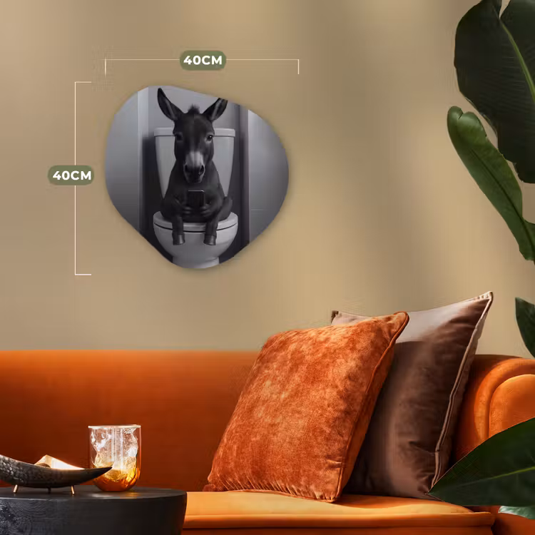 Organisch schilderij - Forex - Ezel - Telefoon - Toilet - Zwart - Wit — 4