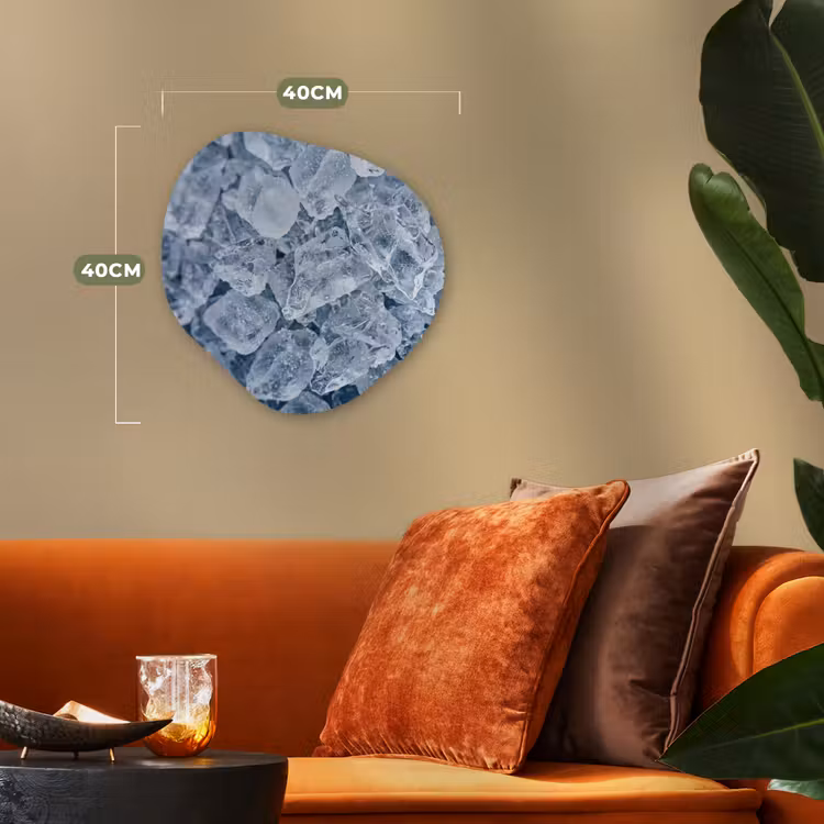 Organisch schilderij - Forex - Ijsblokjes - Water - Blauw — 4