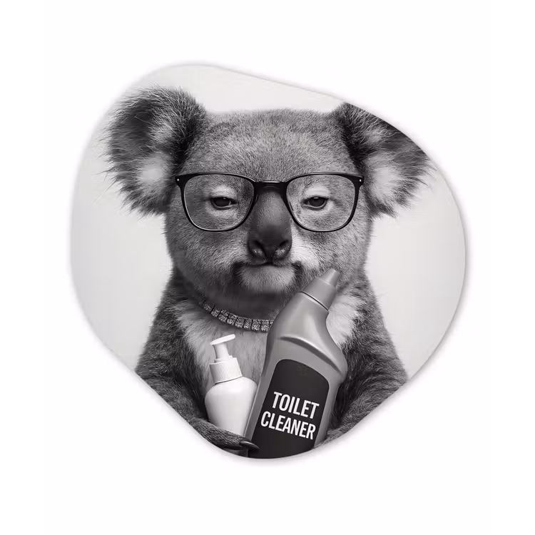 Organisch schilderij - Forex - Koala - Bril - Toilet — 1