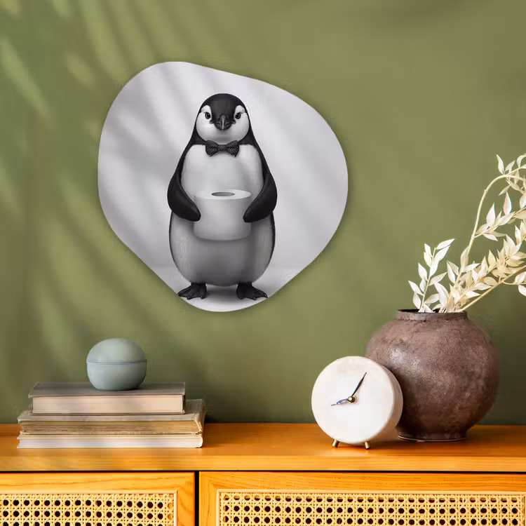Organisch schilderij - Forex - Pinguïn - WC rol - Wit — 2