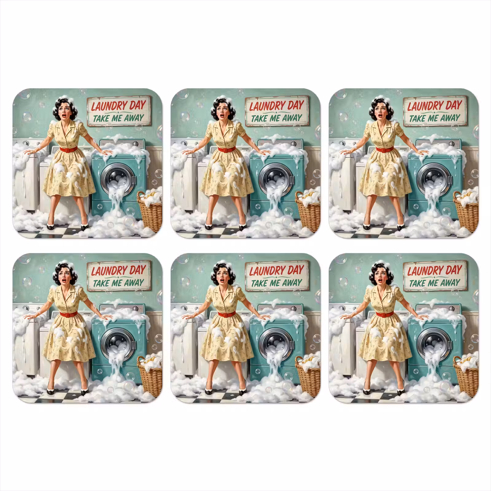 Onderzetter - Retro - Blauw - Vrouw — 1