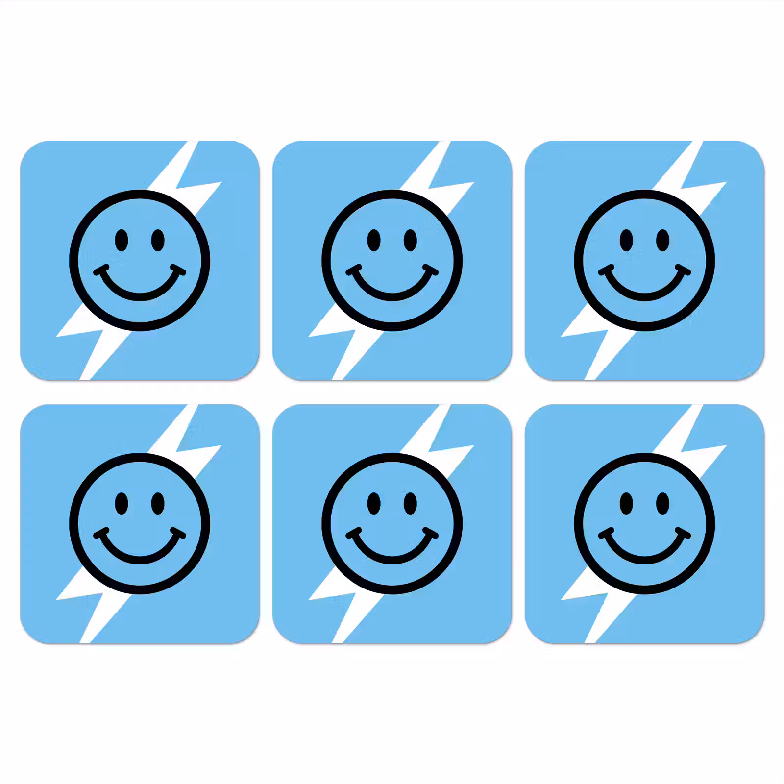 Onderzetter - Smiley - Blauw - Bliksem — 1