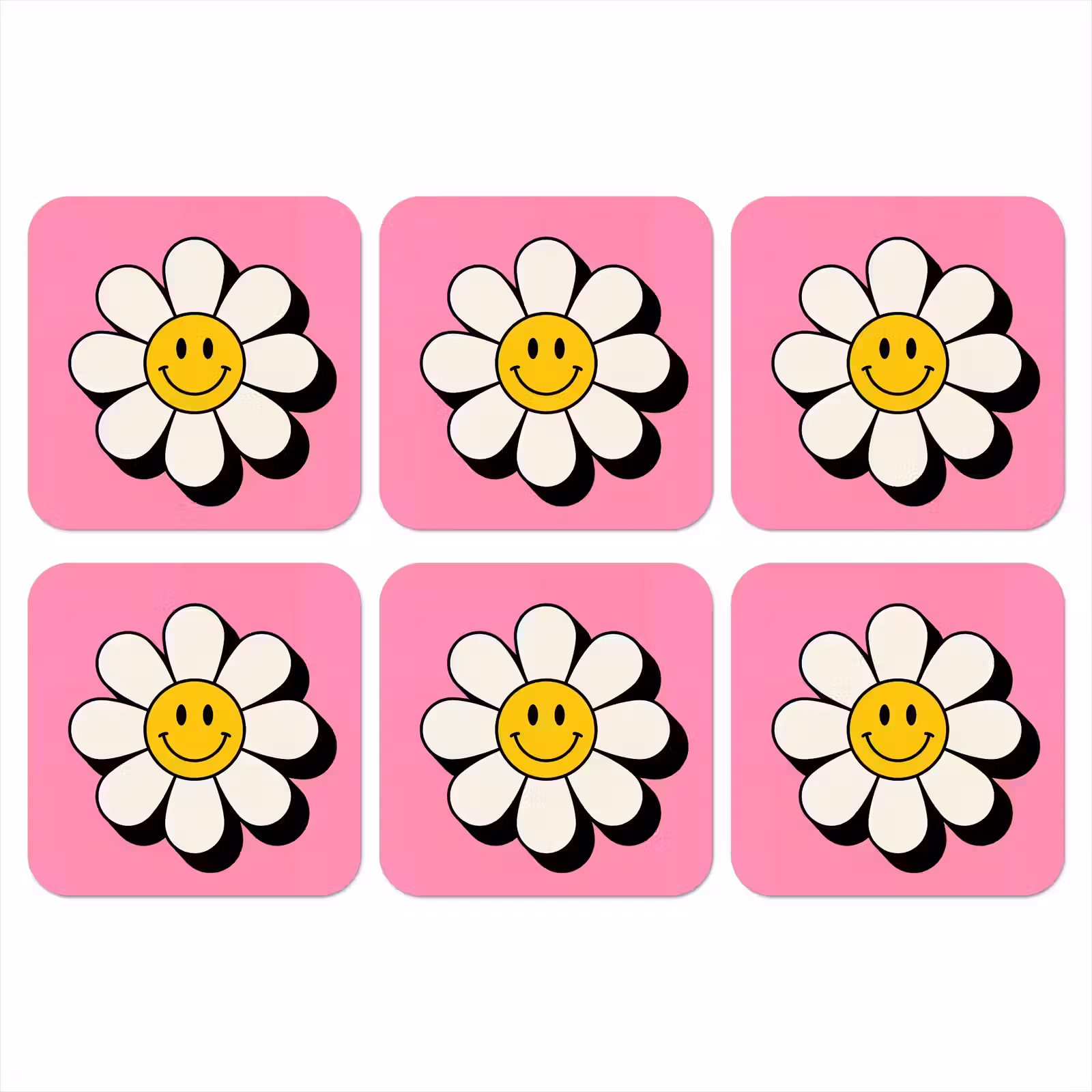 Onderzetter - Smiley - Bloem - Roze — 1
