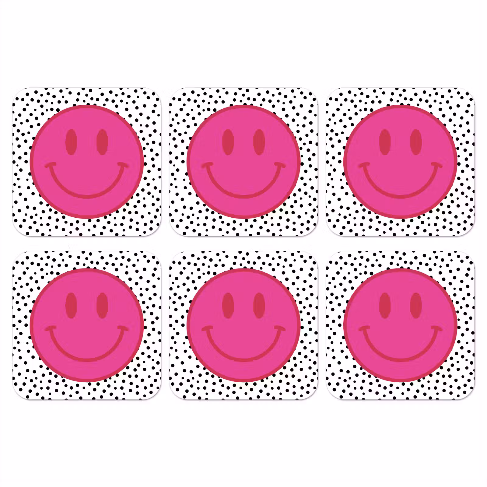 Onderzetter - Smiley - Roze - Stippen — 1