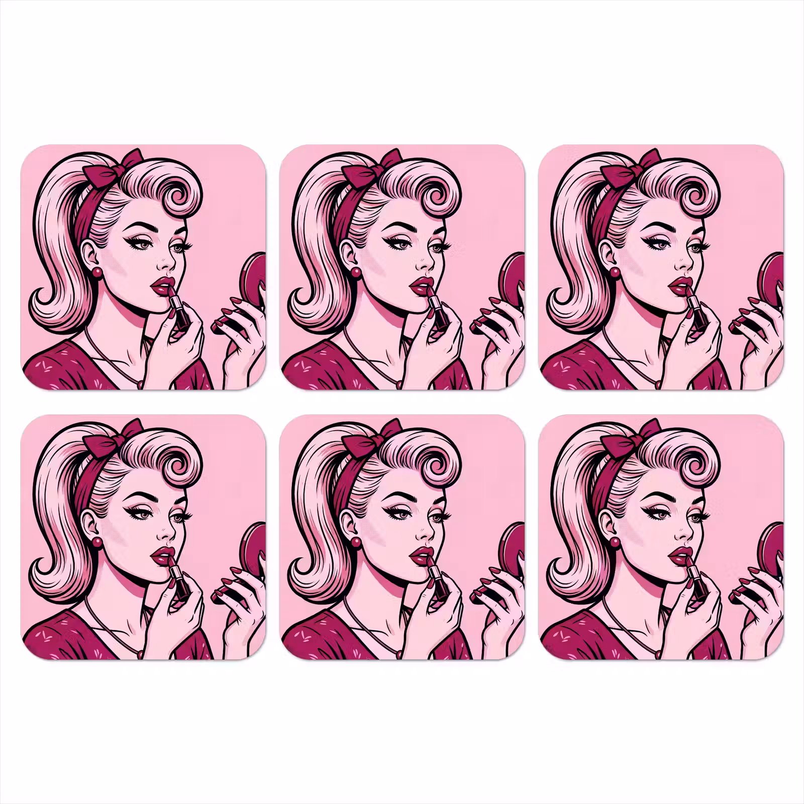 Onderzetter - Vintage - Vrouw - Roze — 1