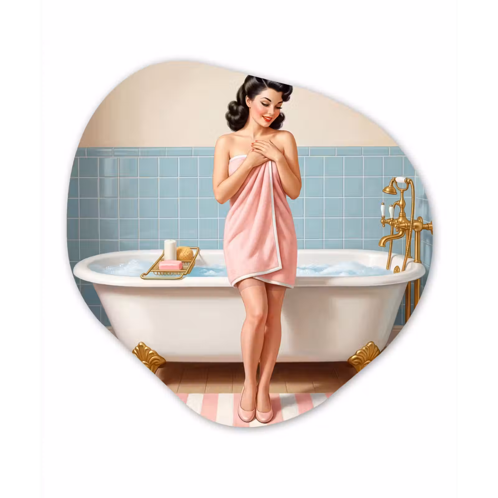 Organisch schilderij - Forex - Badkamer - Vrouw - Roze — 1