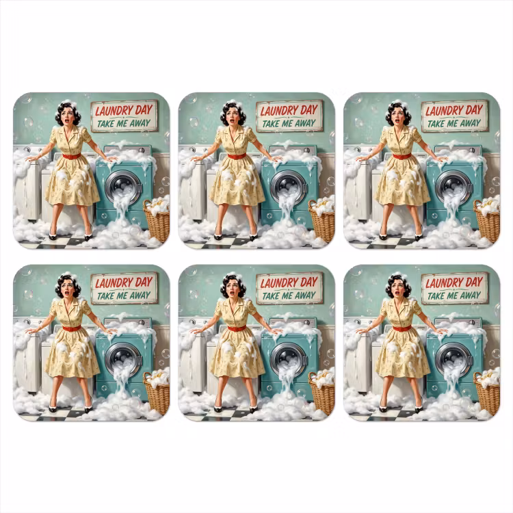 Onderzetter - Retro - Blauw - Vrouw — 1
