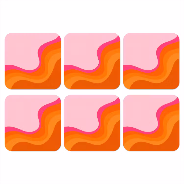Onderzetter - Retro - Waves - Kleurrijk — 1