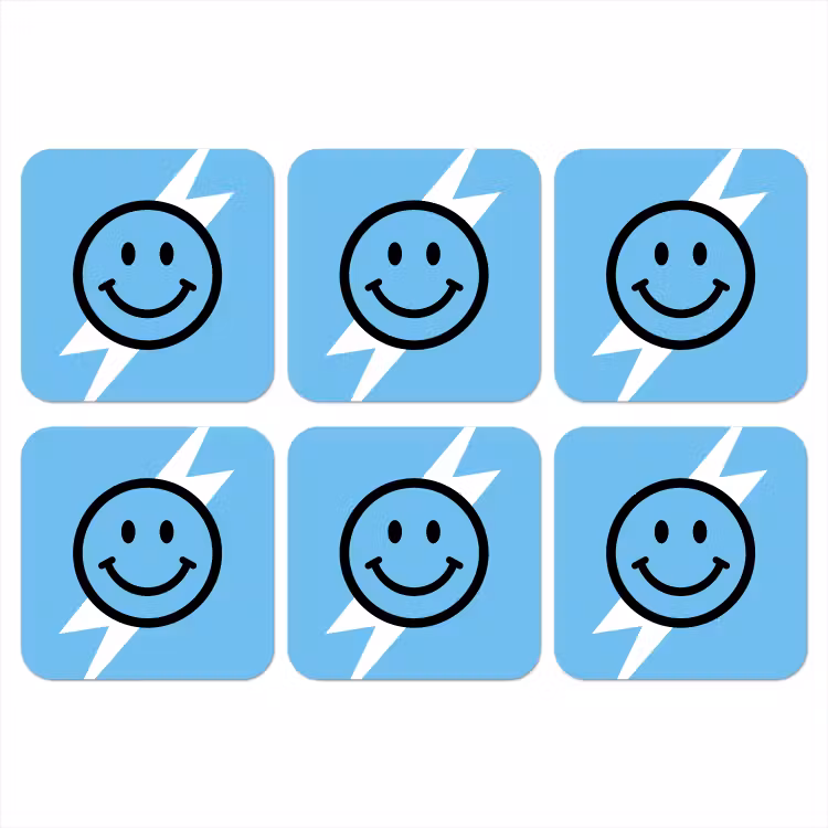 Onderzetter - Smiley - Blauw - Bliksem — 1