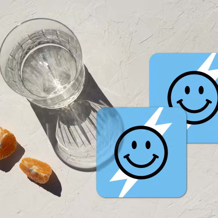 Onderzetter - Smiley - Blauw - Bliksem — 3