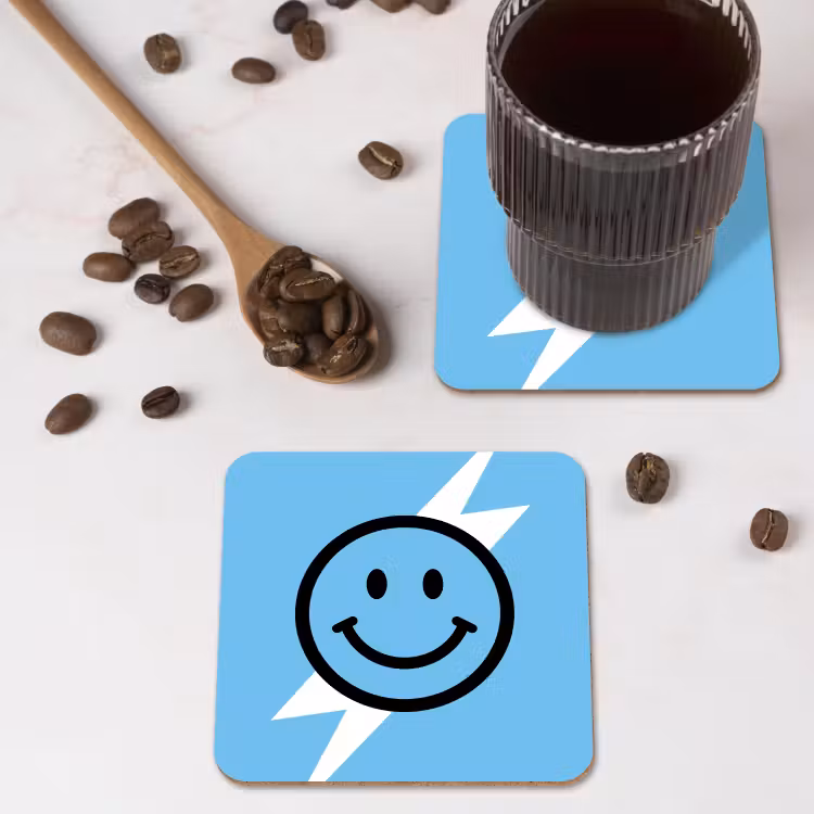 Onderzetter - Smiley - Blauw - Bliksem — 4