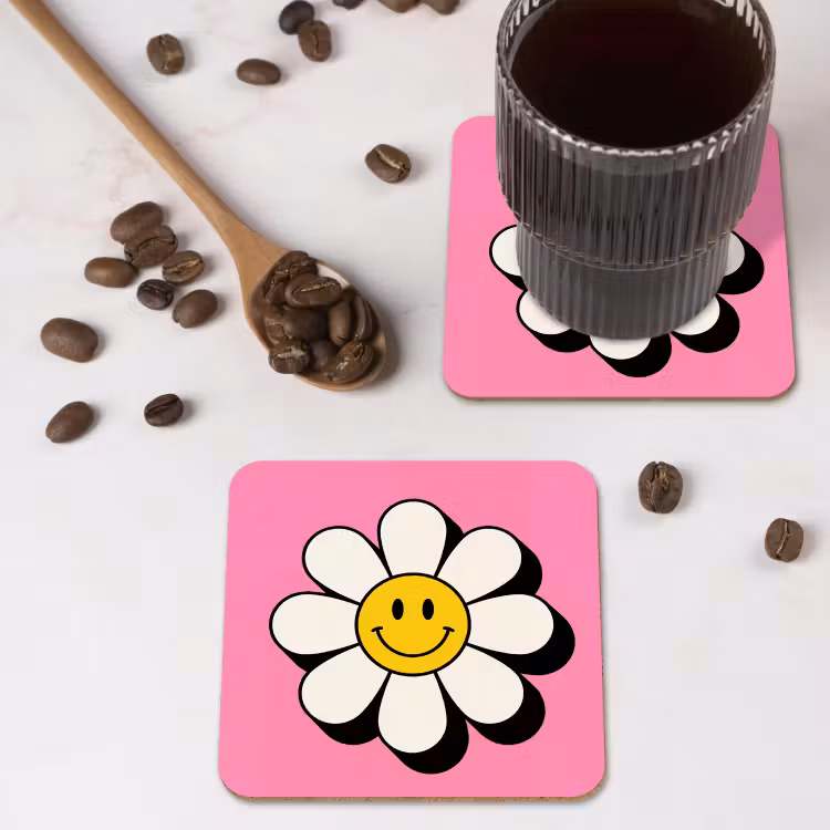 Onderzetter - Smiley - Bloem - Roze — 4