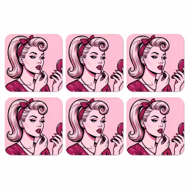 Onderzetter - Vintage - Vrouw - Roze — 1
