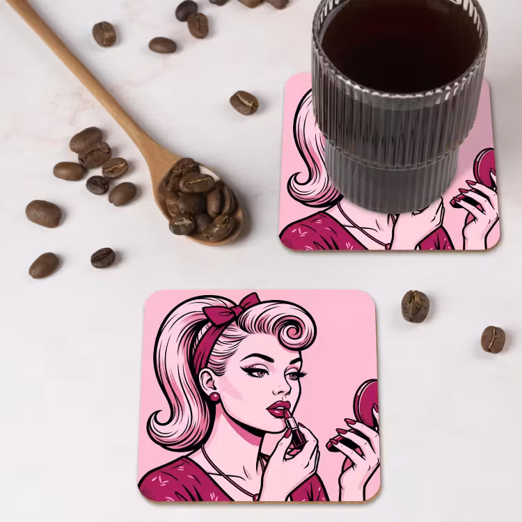 Onderzetter - Vintage - Vrouw - Roze — 4