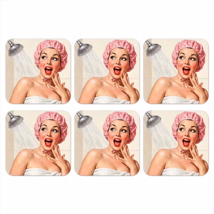 Onderzetter - Vrouw - Douche - Roze — 1