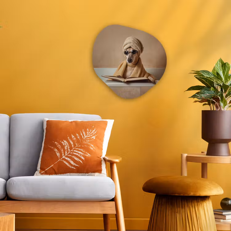 Organisch schilderij - Forex - Bad - Hond - Boek - Zonnebril — 3