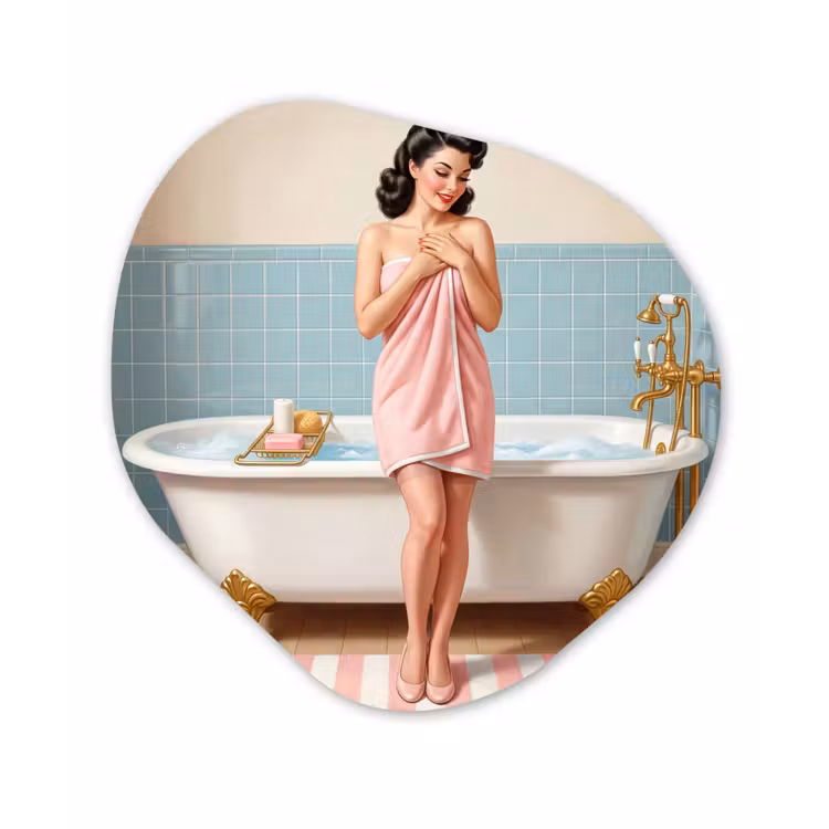 Organisch schilderij - Forex - Badkamer - Vrouw - Roze — 1