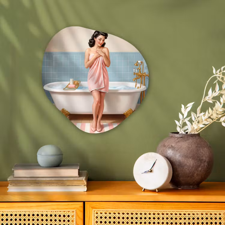 Organisch schilderij - Forex - Badkamer - Vrouw - Roze — 2