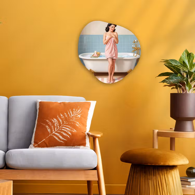 Organisch schilderij - Forex - Badkamer - Vrouw - Roze — 3