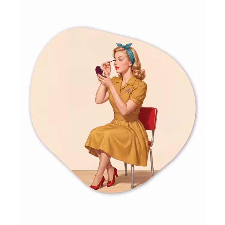 Organisch schilderij - Forex - Illustratie - Mascara - Vrouw - Geel — 1