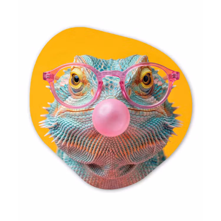 Organisch schilderij - Forex - Kameleon - Kauwgom - Kleurrijk — 1