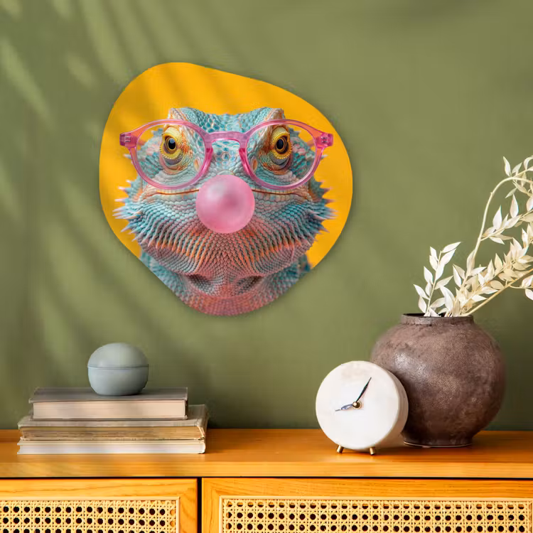 Organisch schilderij - Forex - Kameleon - Kauwgom - Kleurrijk — 2