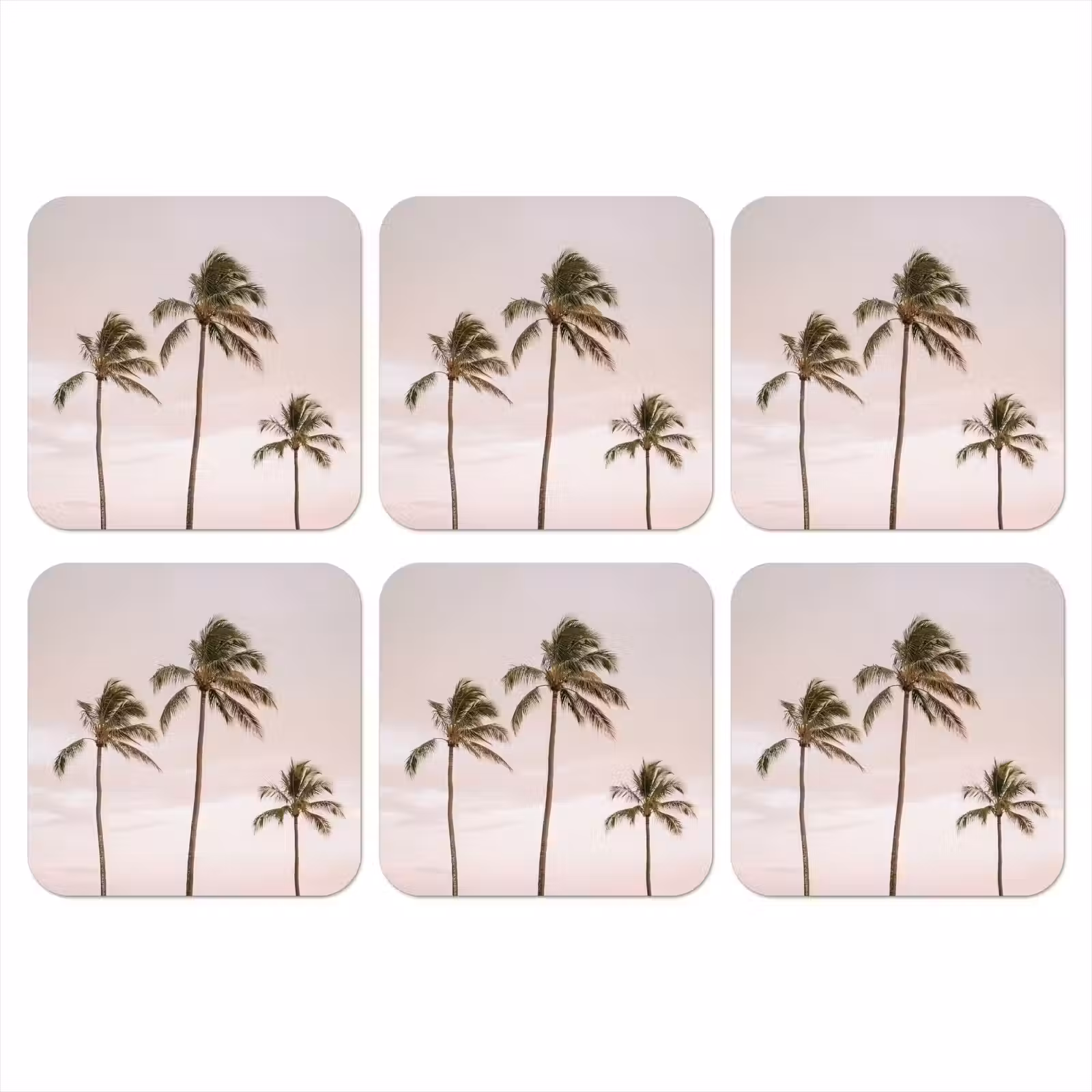 Onderzetter - Palmbomen - Zonsondergang - Roze — 1