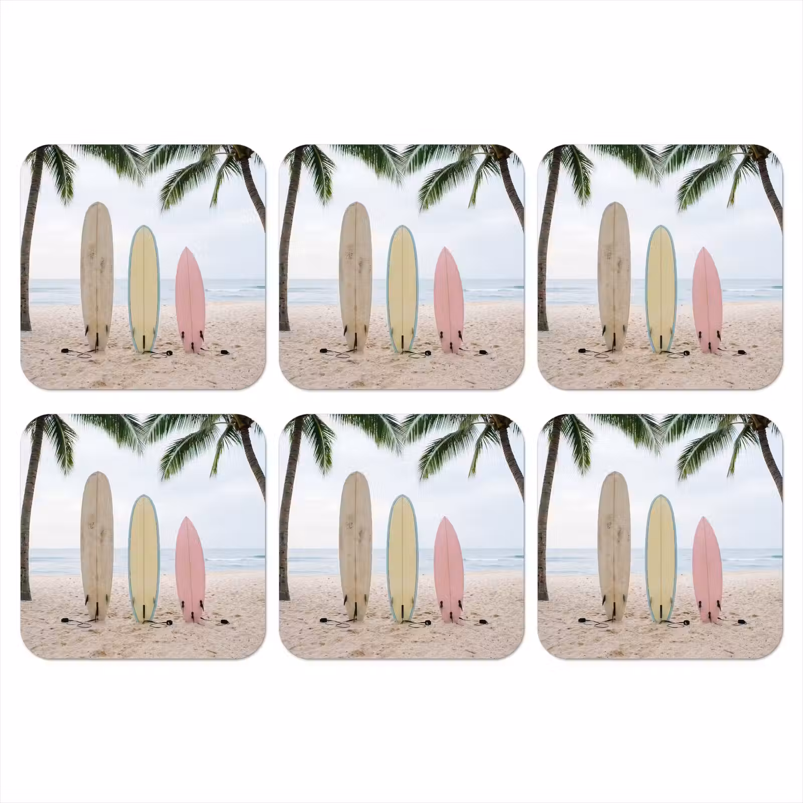 Onderzetter - Surfboard - Palmbomen - Kleurrijk — 1