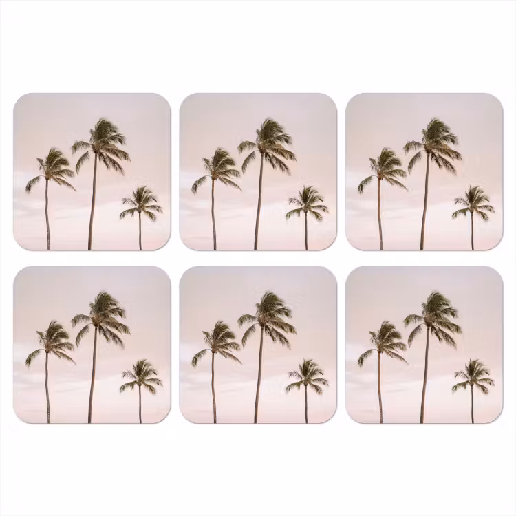 Onderzetter - Palmbomen - Zonsondergang - Roze — 1