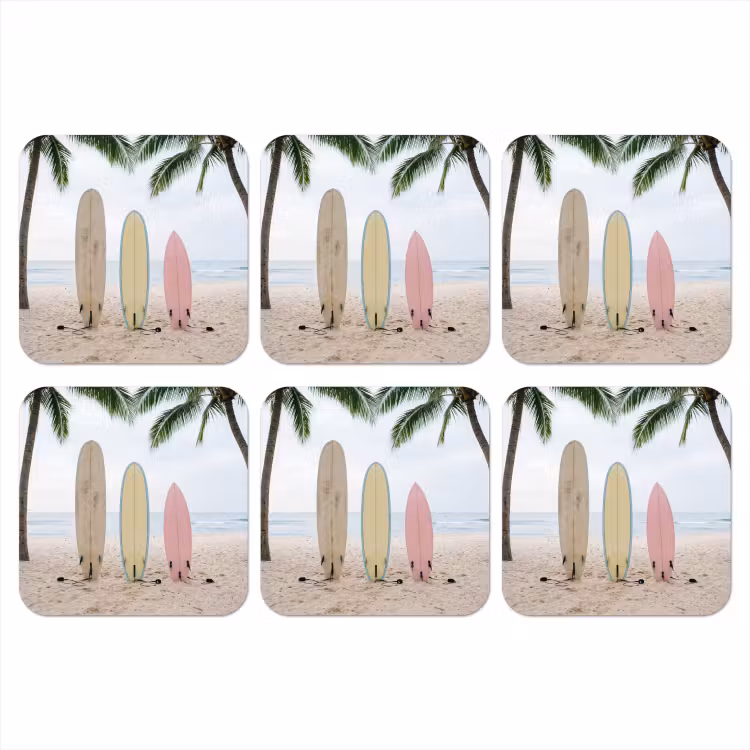 Onderzetter - Surfboard - Palmbomen - Kleurrijk — 1