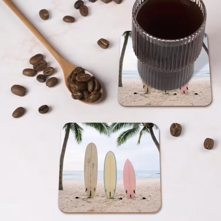 Onderzetter - Surfboard - Palmbomen - Kleurrijk — 4