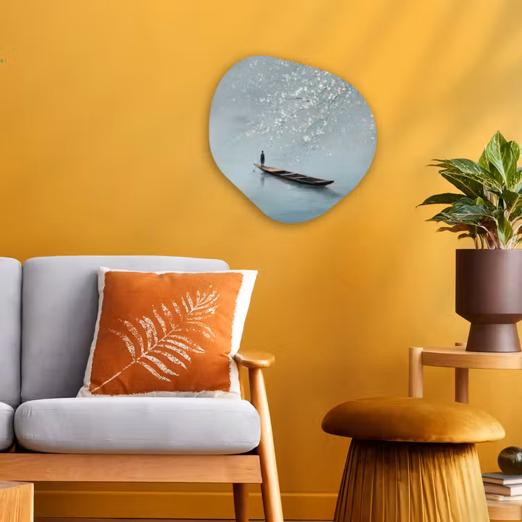 Organisch schilderij - Forex - Bloesems - Minimalistisch - Wateroppervlak - Boot — 3