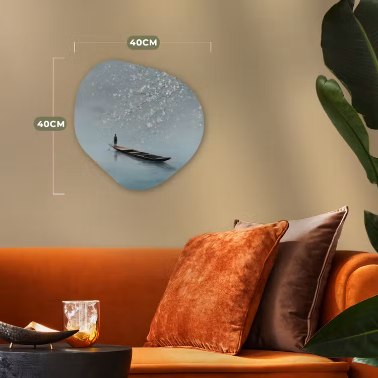 Organisch schilderij - Forex - Bloesems - Minimalistisch - Wateroppervlak - Boot — 4