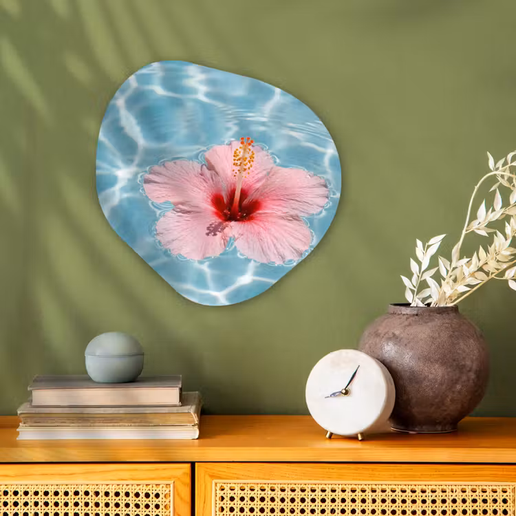 Organisch schilderij - Forex - Hibiscus - Water - Roze — 2