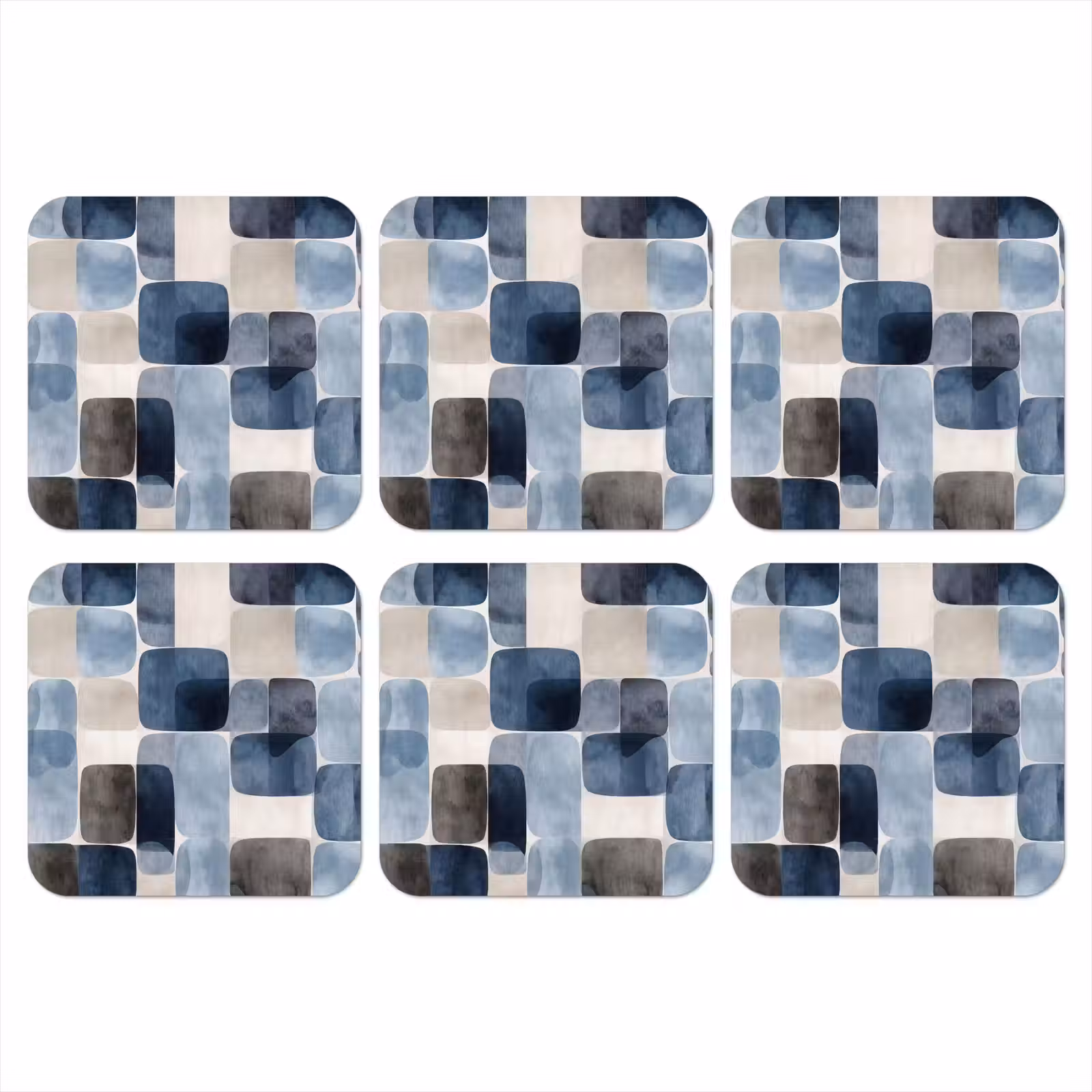 Onderzetter - Patroon - Blauw - Vierkanten — 1