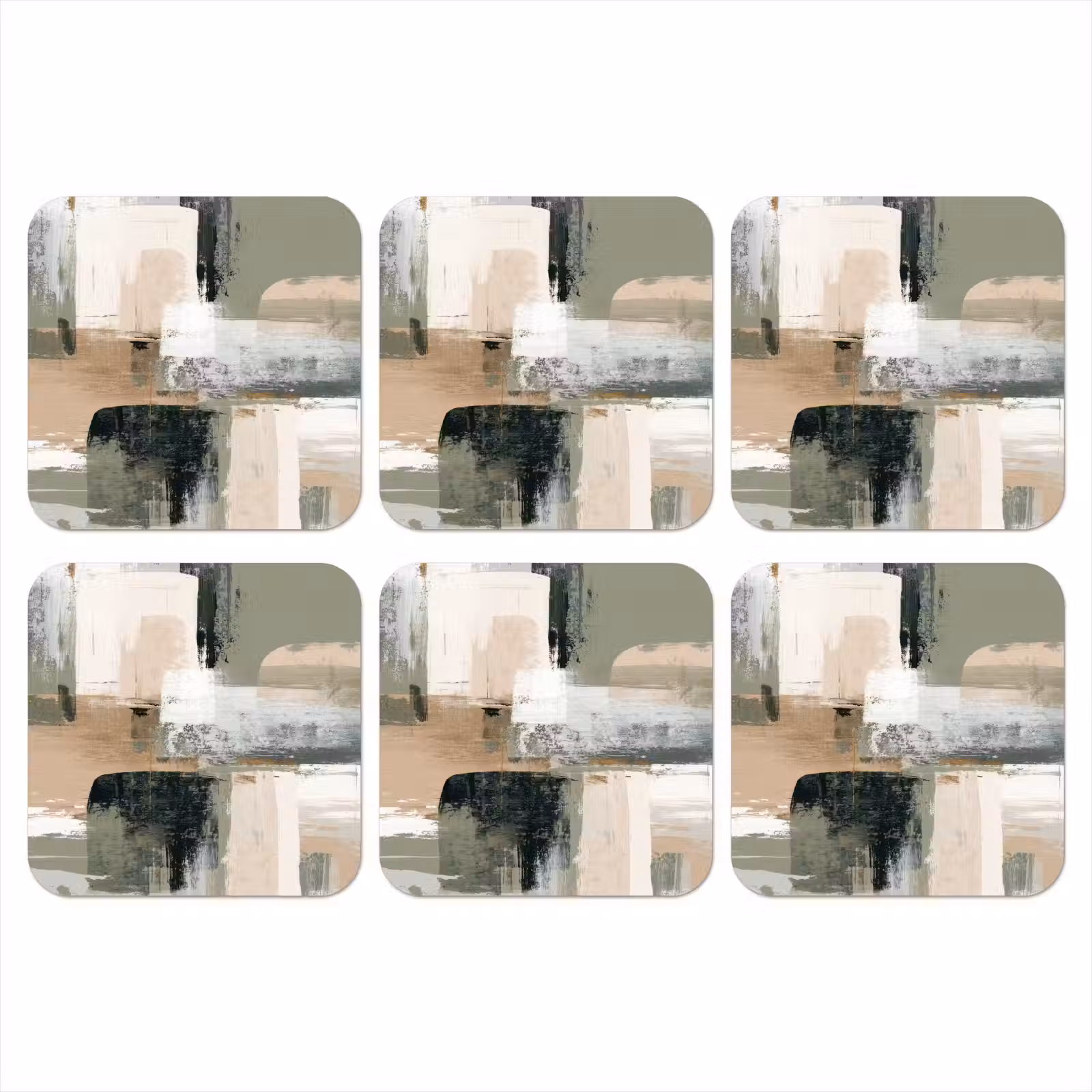 Onderzetter - Penseelstreken - Abstract - Aardetinten — 1