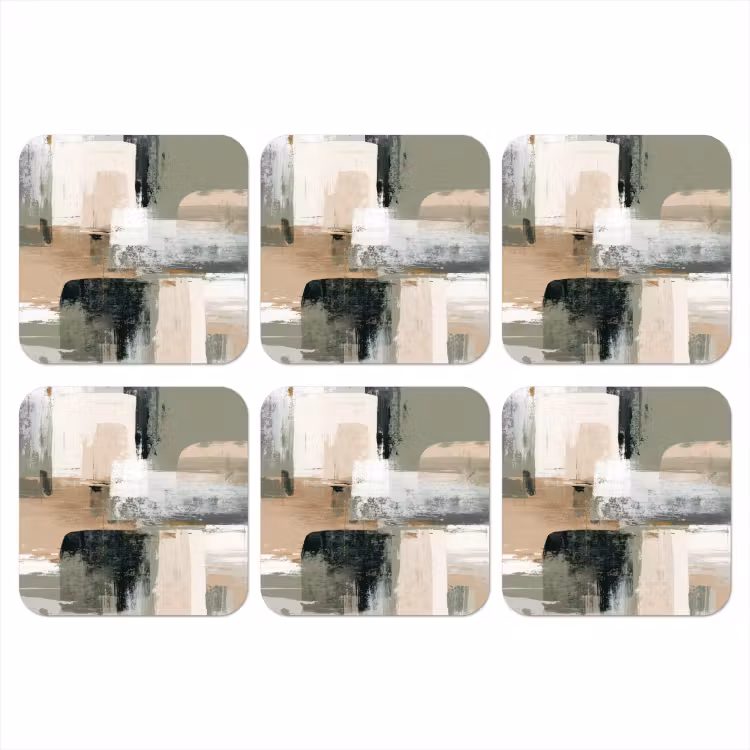 Onderzetter - Penseelstreken - Abstract - Aardetinten — 1