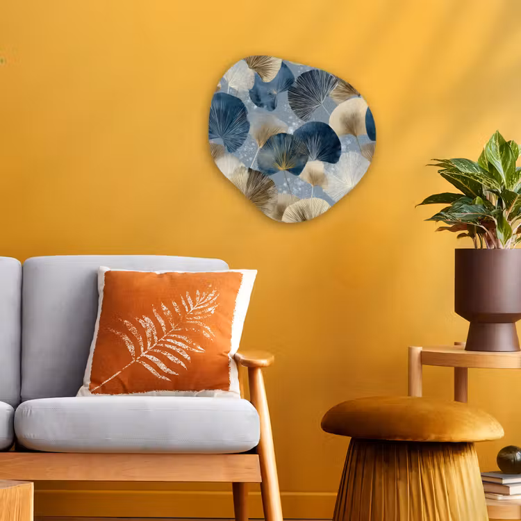 Organisch schilderij - Forex - Bladeren - Abstract - Goud - Blauw — 3