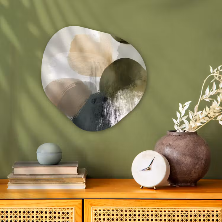 Organisch schilderij - Forex - Minimalistisch - Cirkels - Penseelstreken - Beige — 2
