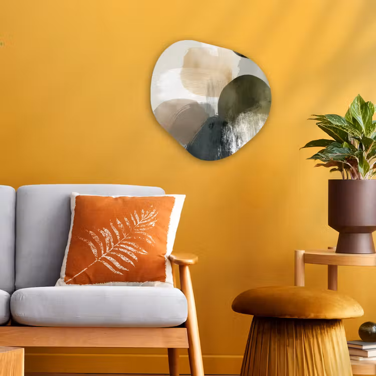 Organisch schilderij - Forex - Minimalistisch - Cirkels - Penseelstreken - Beige — 3