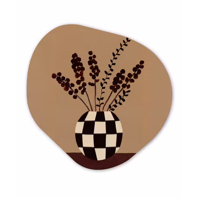 Organisch schilderij - Forex - Minimalistisch - Vaas - Bloemen - Bruin — 1