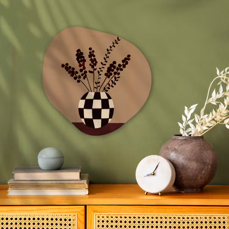 Organisch schilderij - Forex - Minimalistisch - Vaas - Bloemen - Bruin — 2