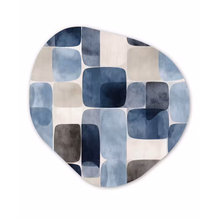 Organisch schilderij - Forex - Patroon - Blauw - Vierkanten — 1