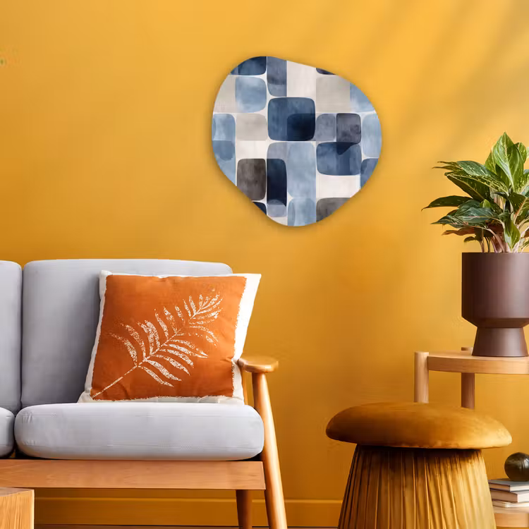 Organisch schilderij - Forex - Patroon - Blauw - Vierkanten — 3
