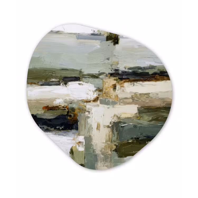 Organisch schilderij - Forex - Penseelstreken - Groen - Abstract - Japandi — 1