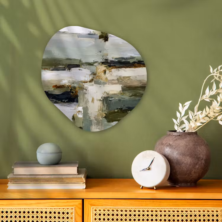 Organisch schilderij - Forex - Penseelstreken - Groen - Abstract - Japandi — 2