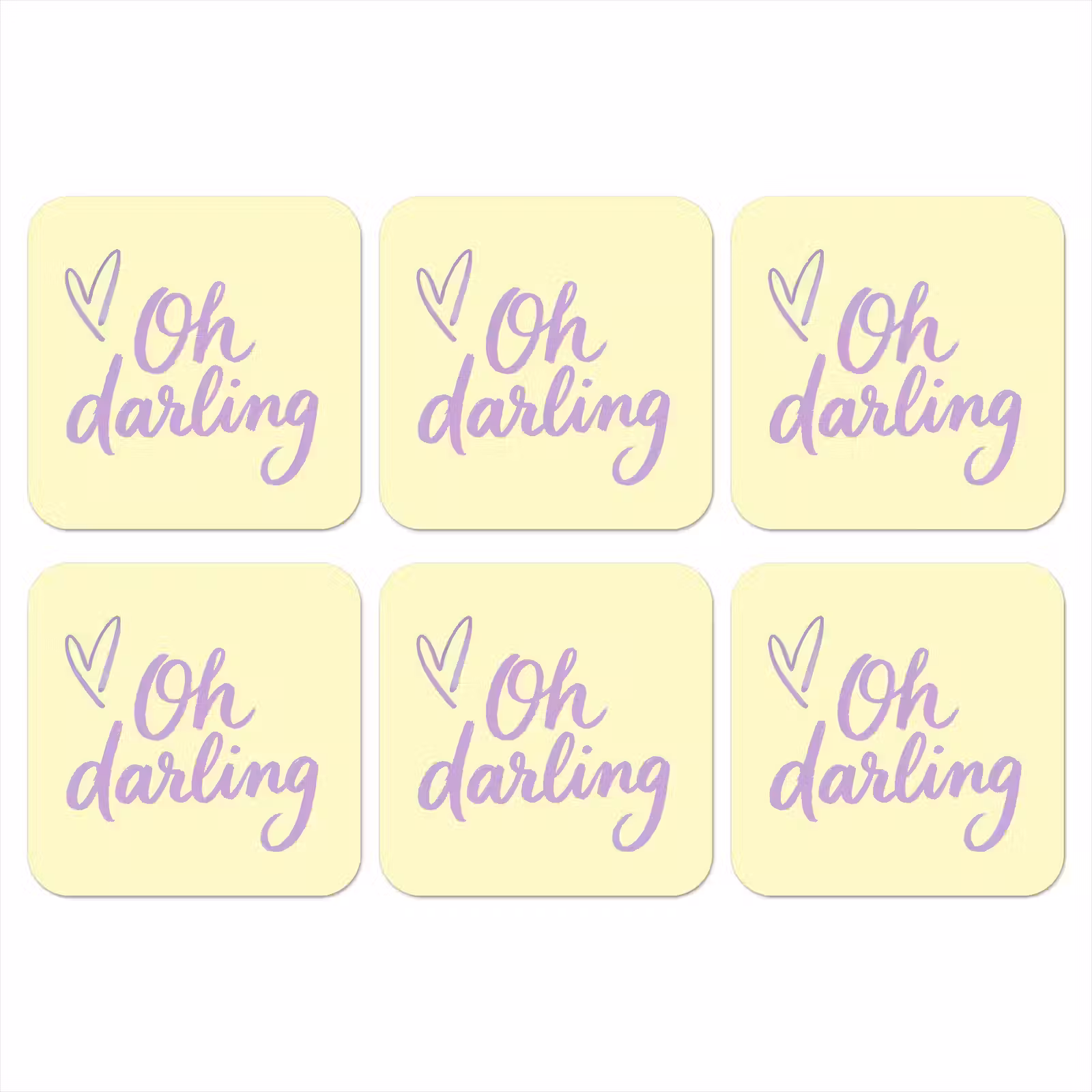 Onderzetter - Oh darling - Geel - Hart — 1