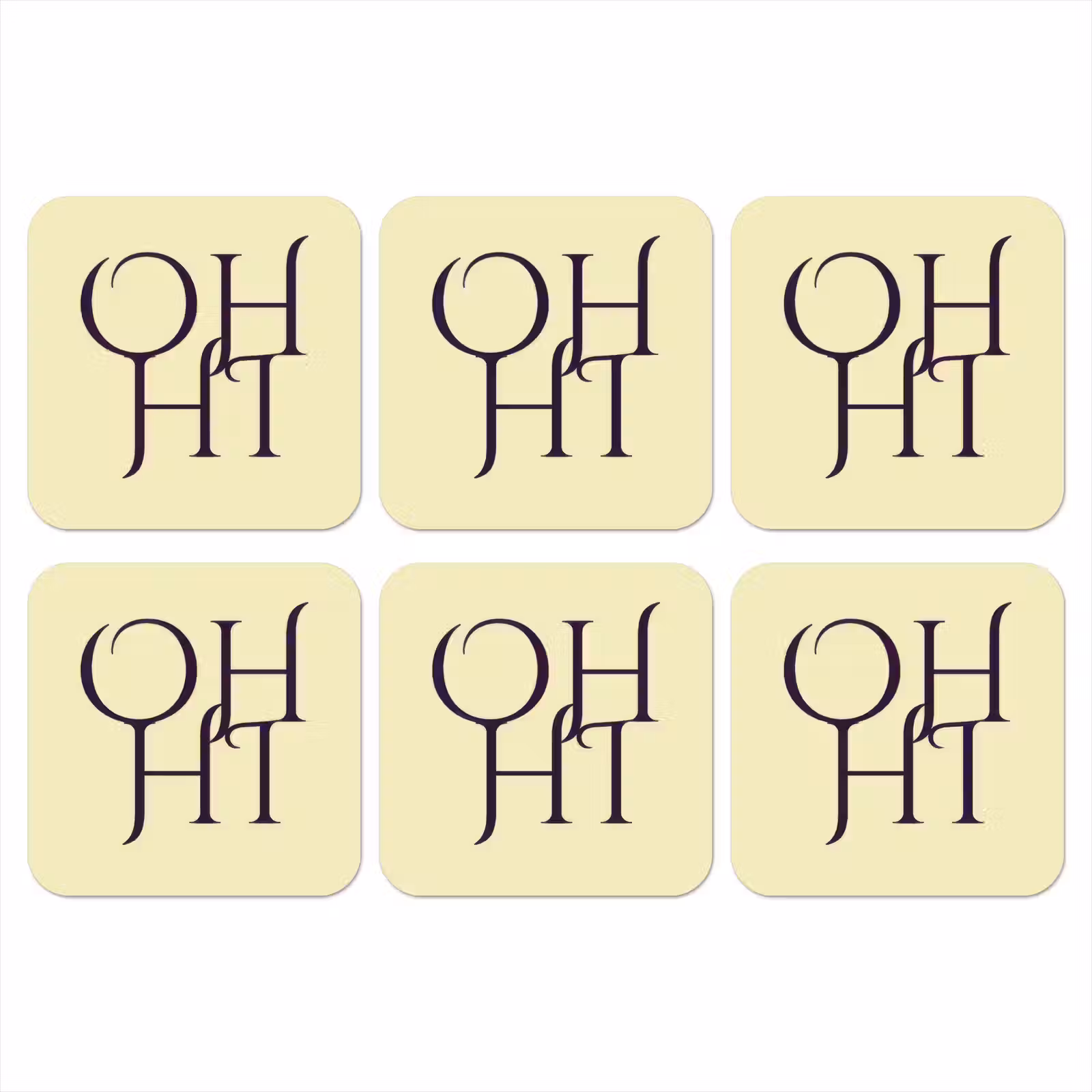 Onderzetter - Oh hi - Geel - Monogram — 1