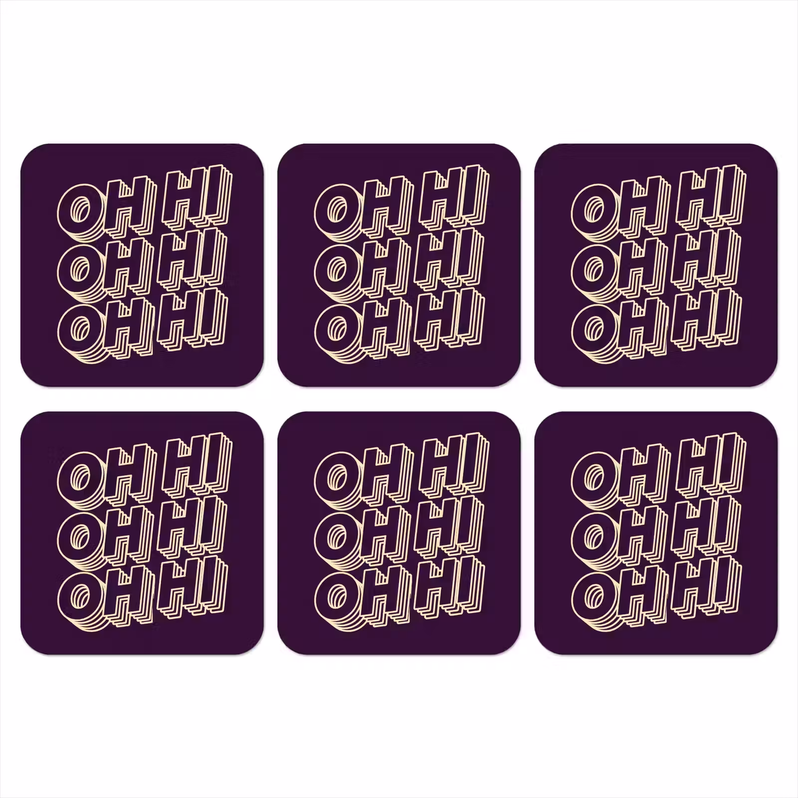 Onderzetter - Oh hi - Paars - 3D — 1