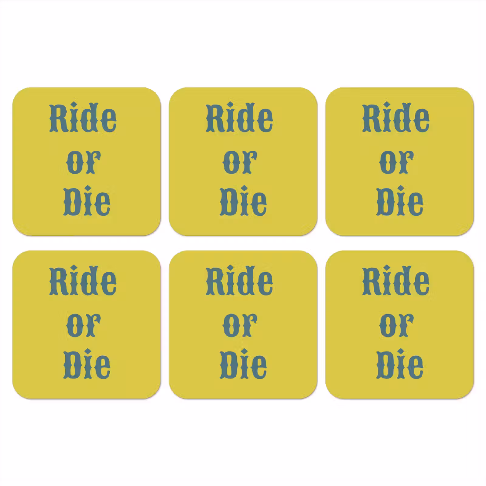 Onderzetter - Ride or die - Geel - Blauw — 1